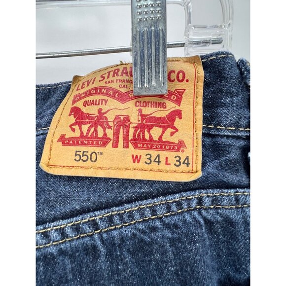 Levis 550 Relaxed Fit Blue Denim Jeans 34x34 Mens Zip - Picture 3 of 4